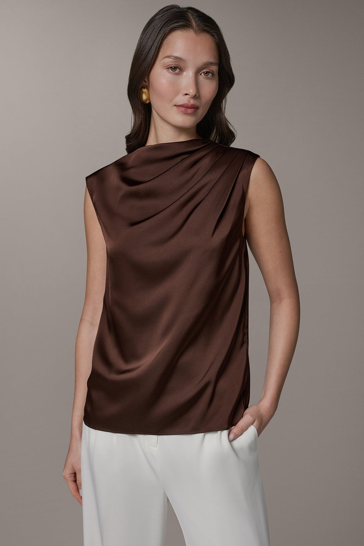 Donna Karan | PLEATED SHOULDER BLOUSE