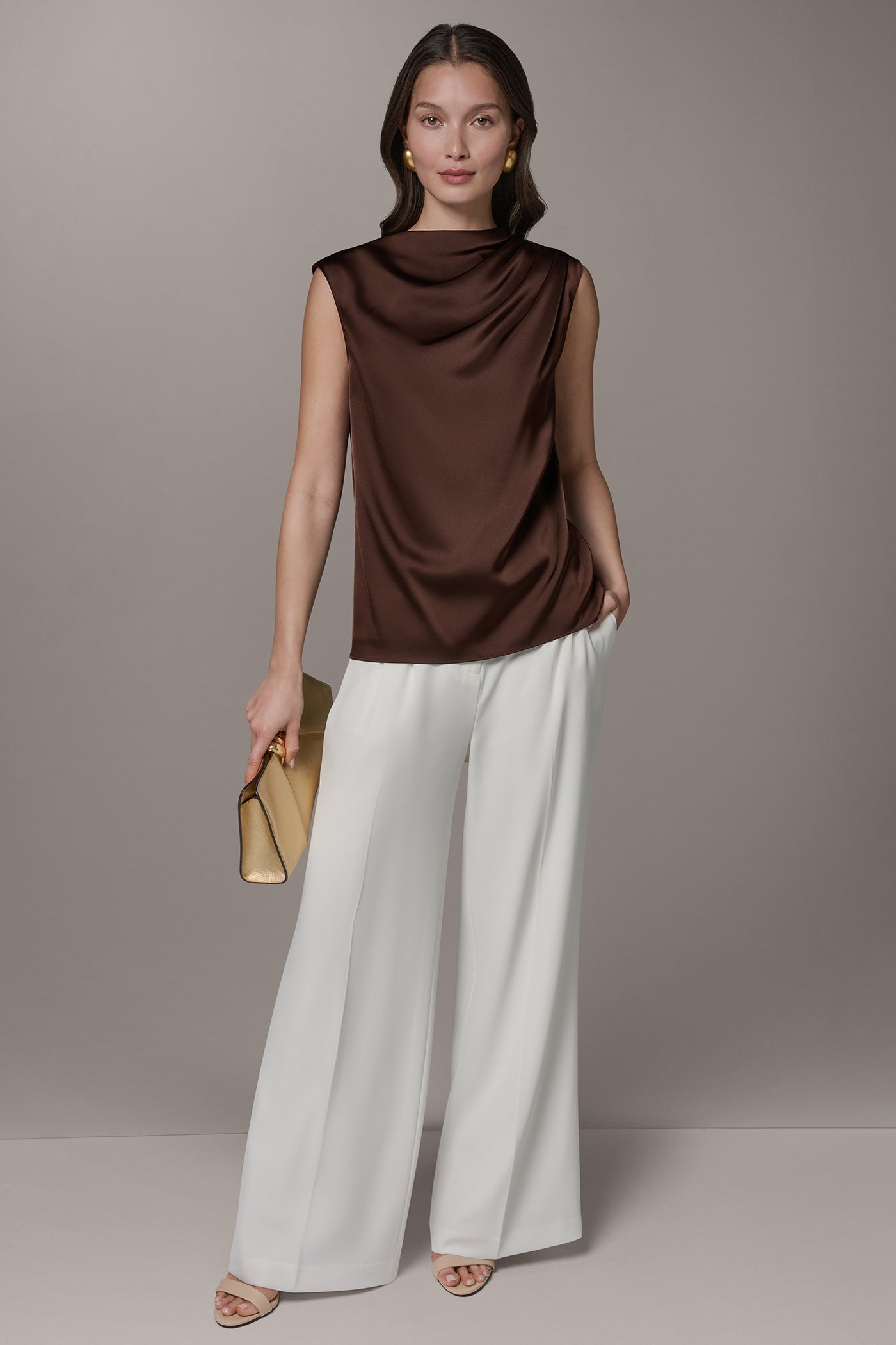 Donna Karan | PLEATED SHOULDER BLOUSE