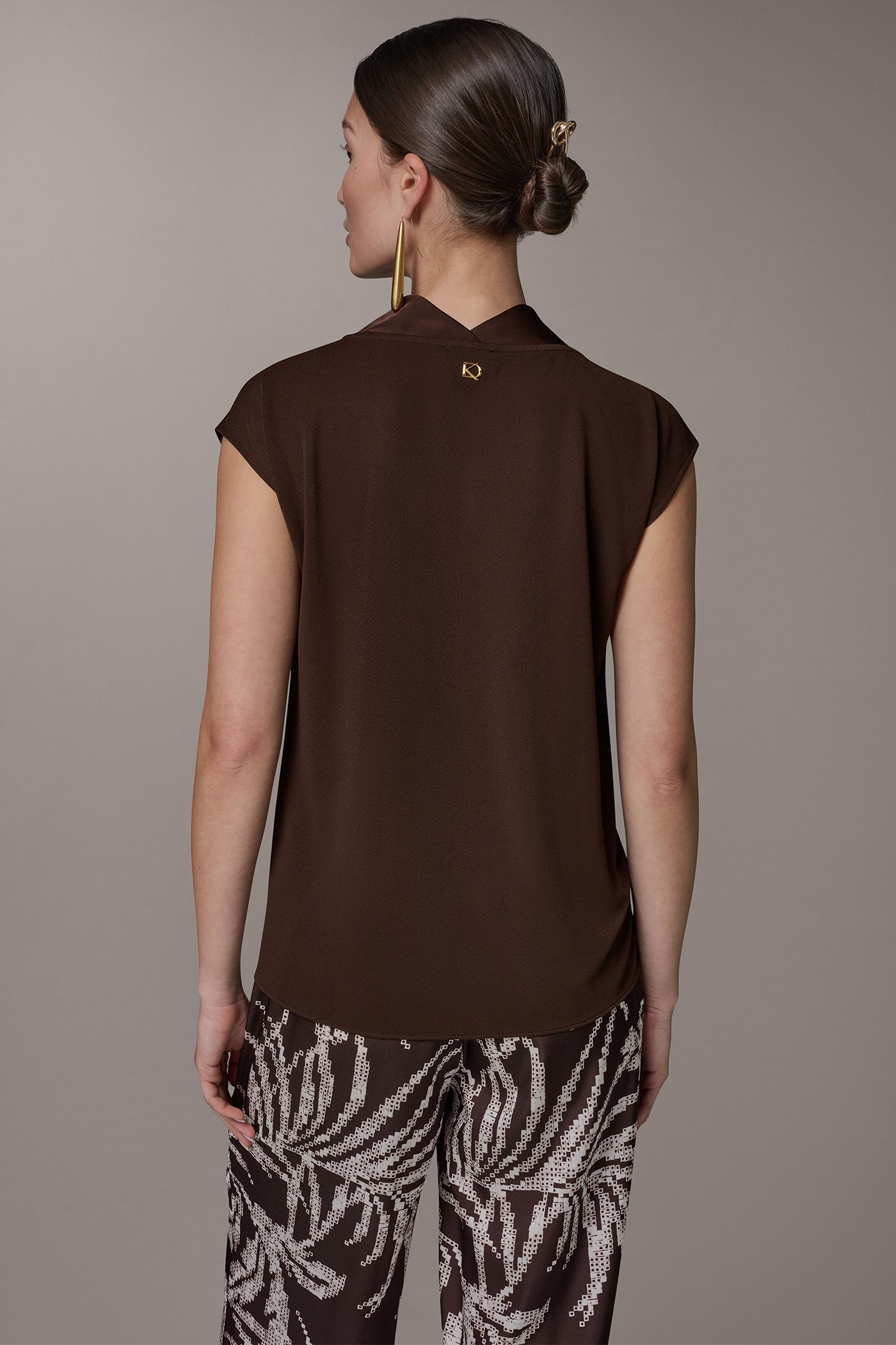 Donna Karan | CAP SLEEVE MIXED MEDIA TOP