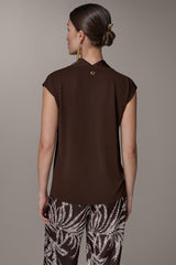 Donna Karan | CAP SLEEVE MIXED MEDIA TOP