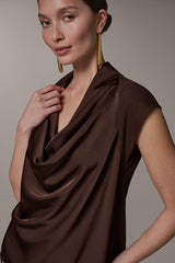 Donna Karan | CAP SLEEVE MIXED MEDIA TOP