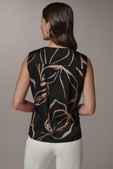 Donna Karan | SLEEVELESS WRAP EFFECT PRINT BLOUSE