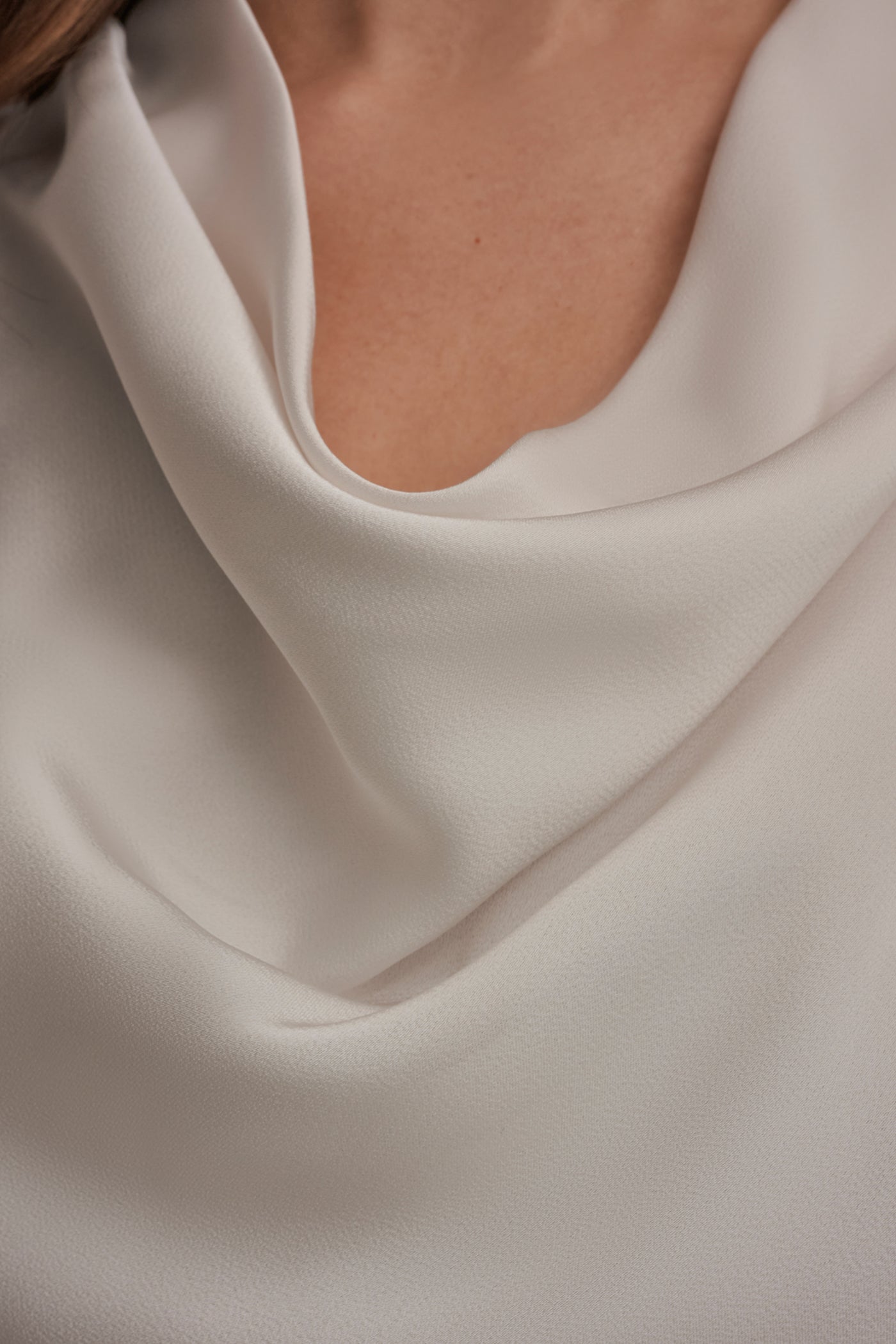 Donna Karan | LONG SLEEVE COWL-NECK MIXED-MEDIA SWEATER