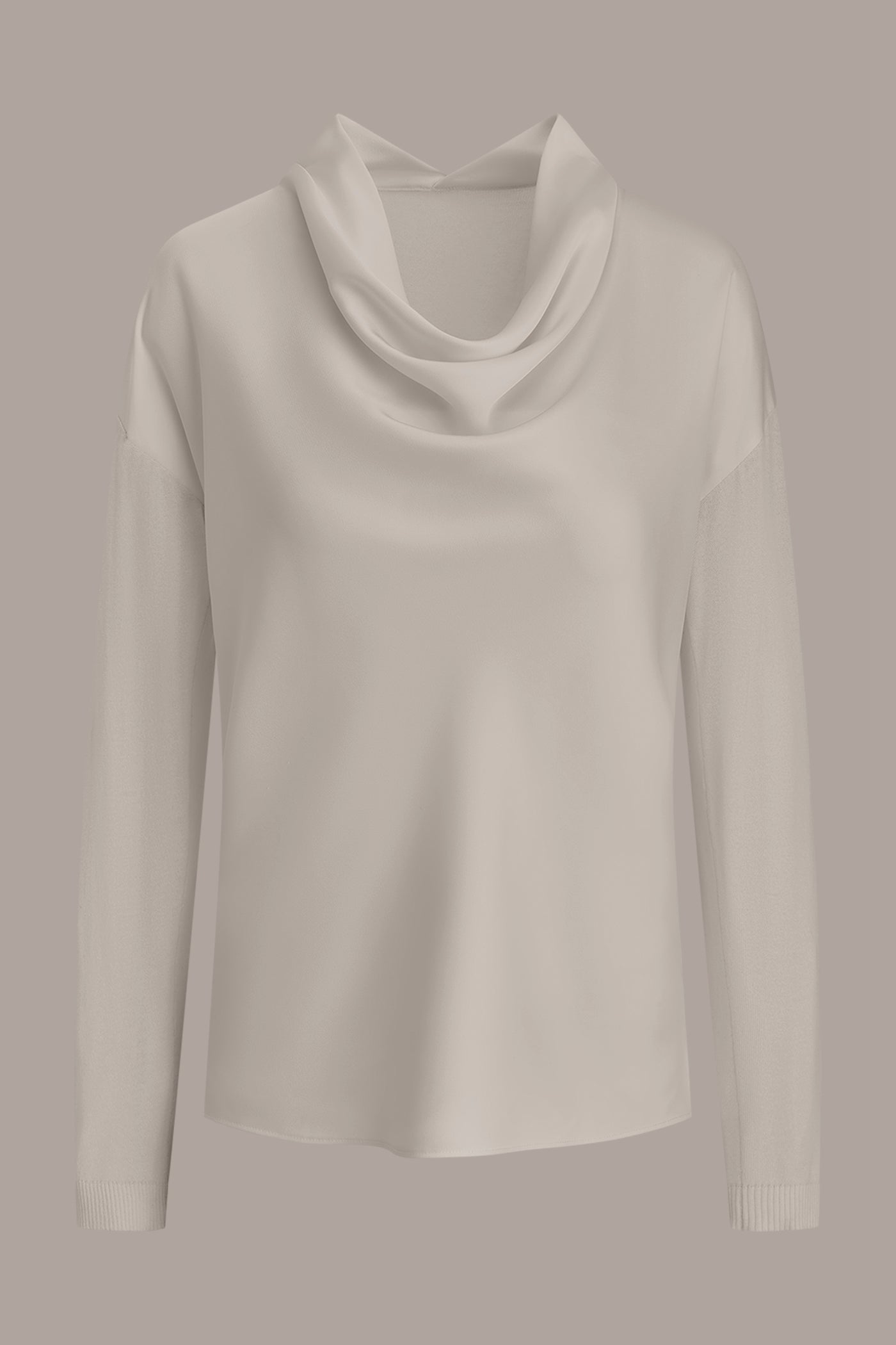 Donna Karan | LONG SLEEVE COWL-NECK MIXED-MEDIA SWEATER