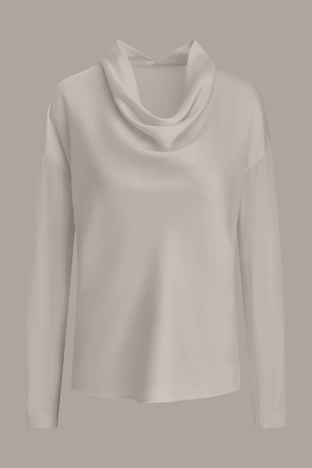 Donna Karan | LONG SLEEVE COWL-NECK MIXED-MEDIA SWEATER