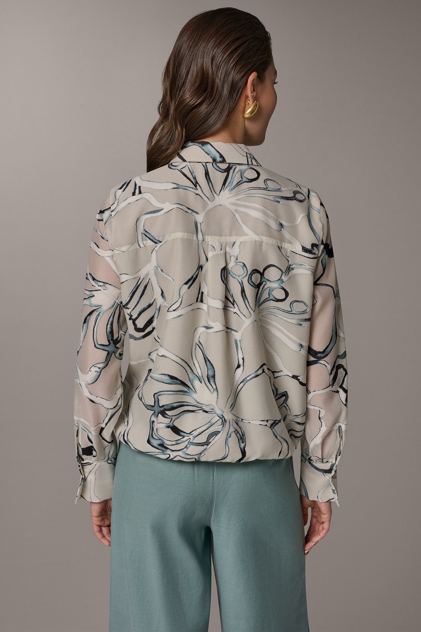 Donna Karan | BURNOUT DRAWSTRING HEM BLOUSE
