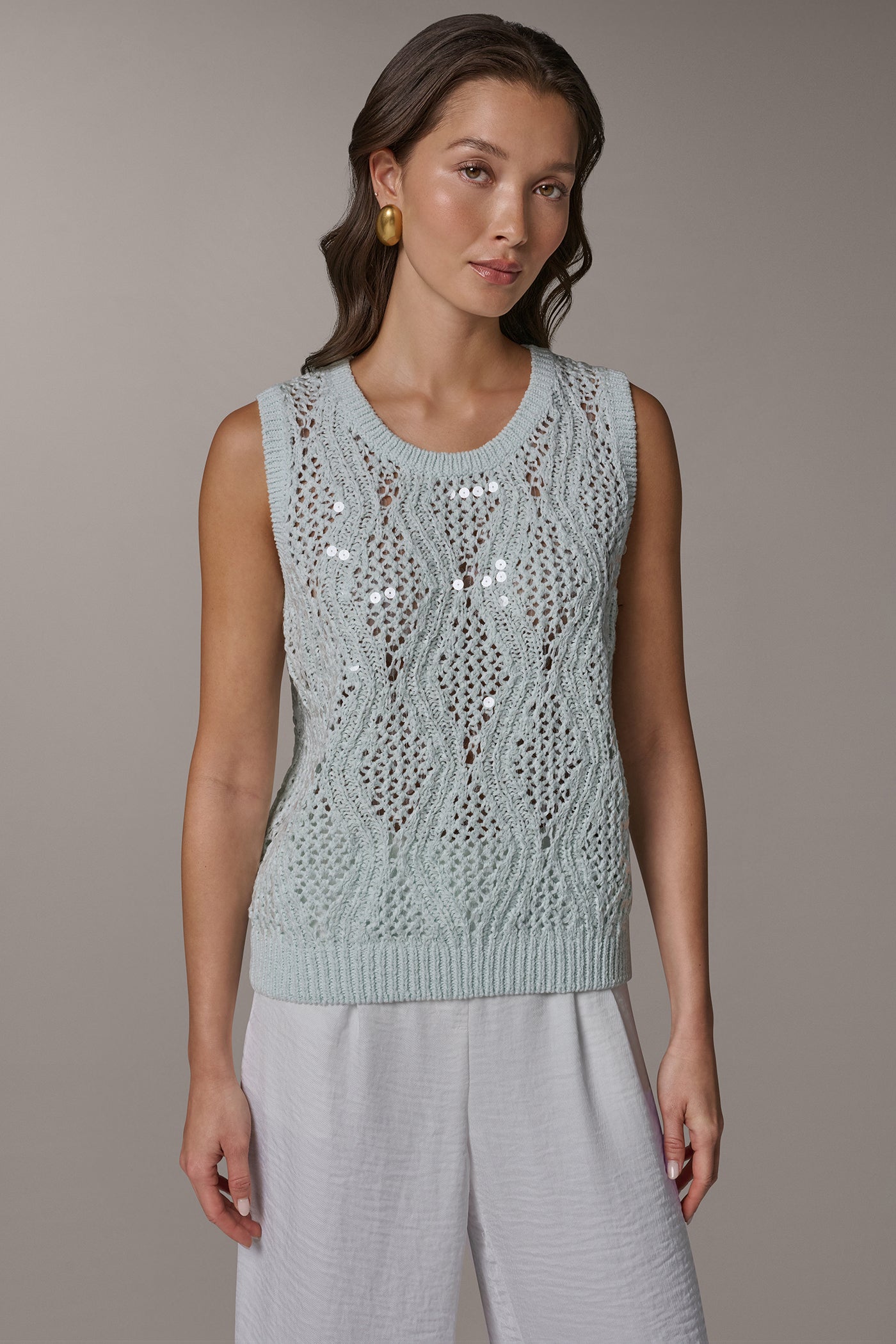 Donna Karan | SEQUIN OPEN-STITCH SHELL