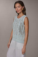 Donna Karan | SEQUIN OPEN-STITCH SHELL