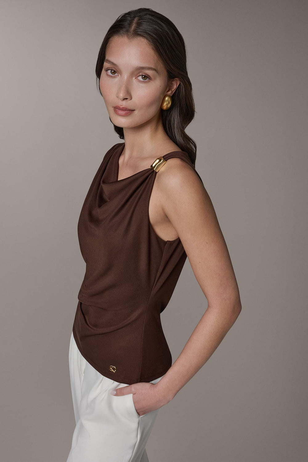 Donna Karan | SLEEVELESS COWL-NECK TOP