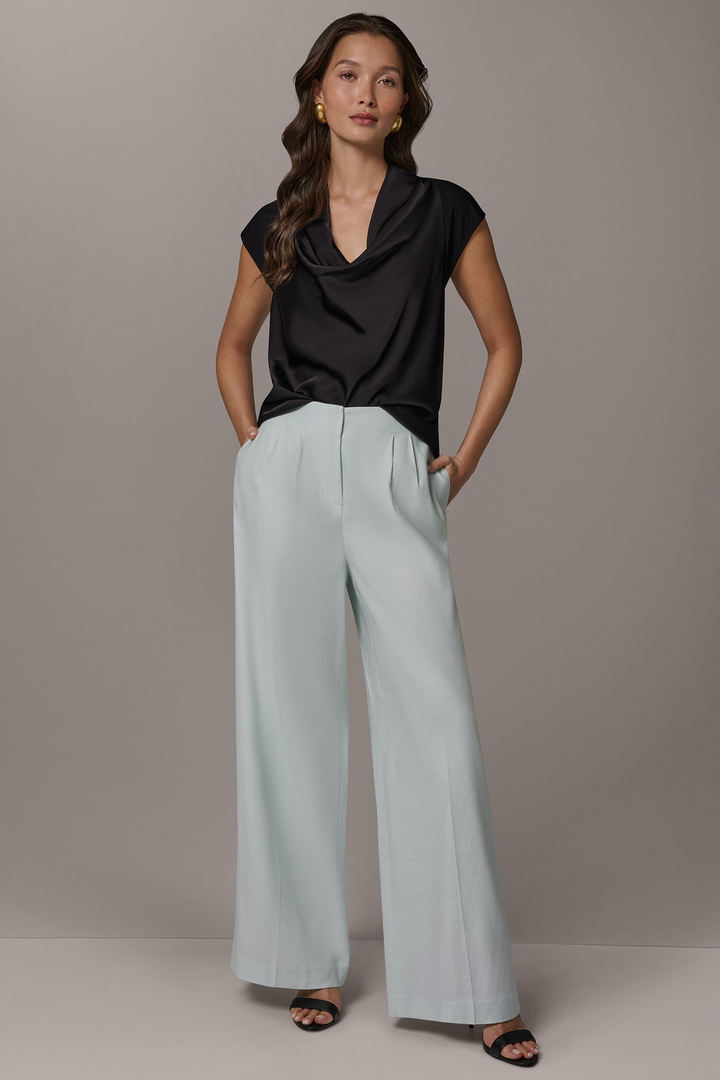 Donna Karan | EXTRA HIGH-RISE PLEATED WIDE-LEG PANT