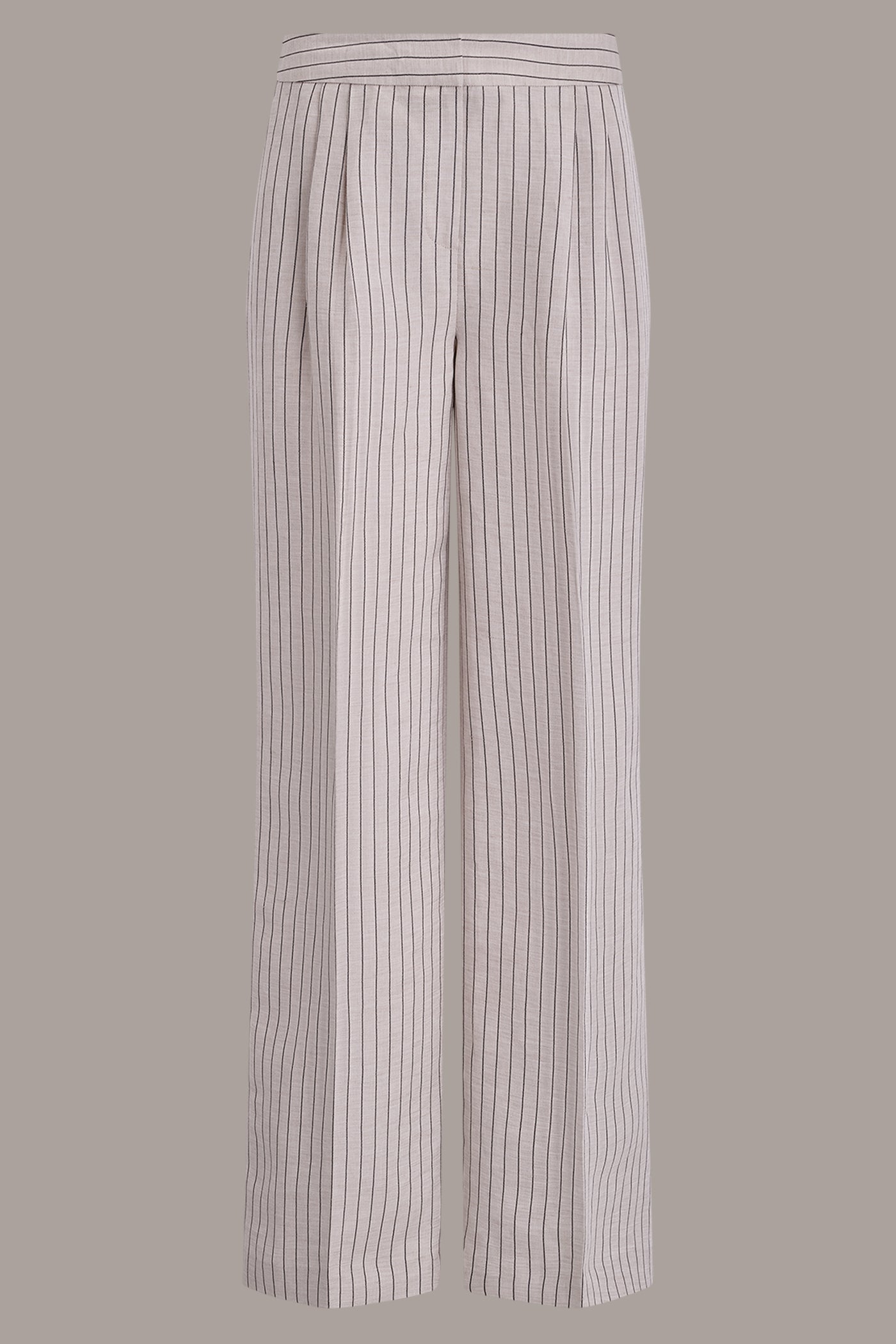 Donna Karan | MID-RISE PINSTRIPE PLEATED WIDE-LEG PANT