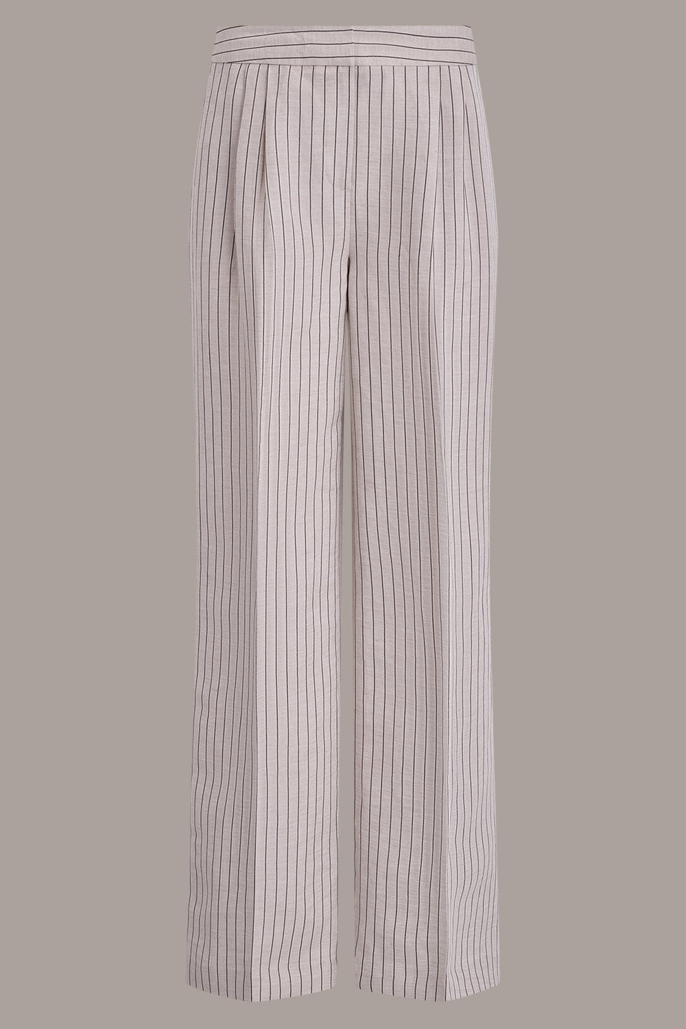 Donna Karan | MID-RISE PINSTRIPE PLEATED WIDE-LEG PANT