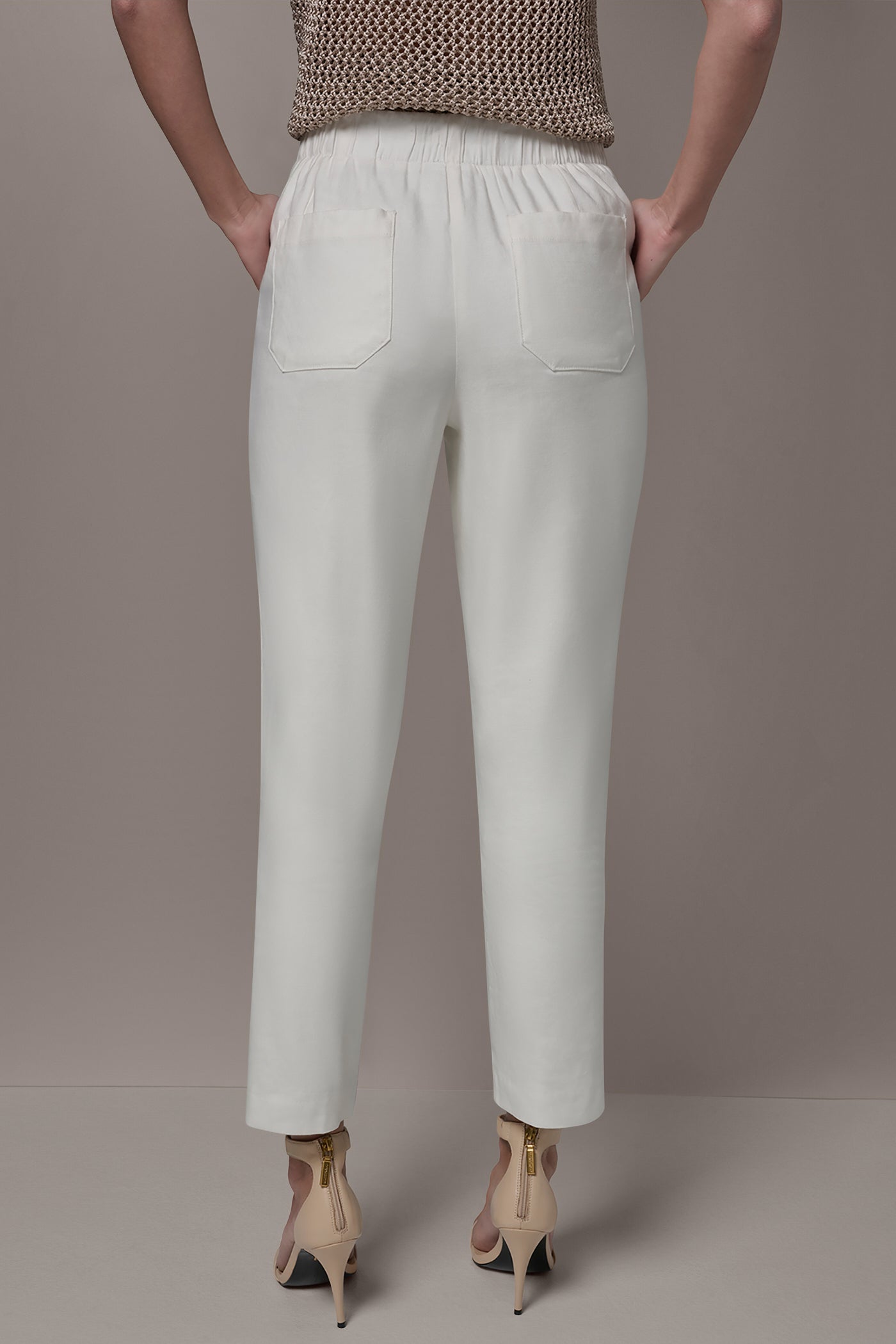 Donna Karan | LINEN-BLEND HIGH-RISE PLEATED STRAIGHT ANKLE PANT