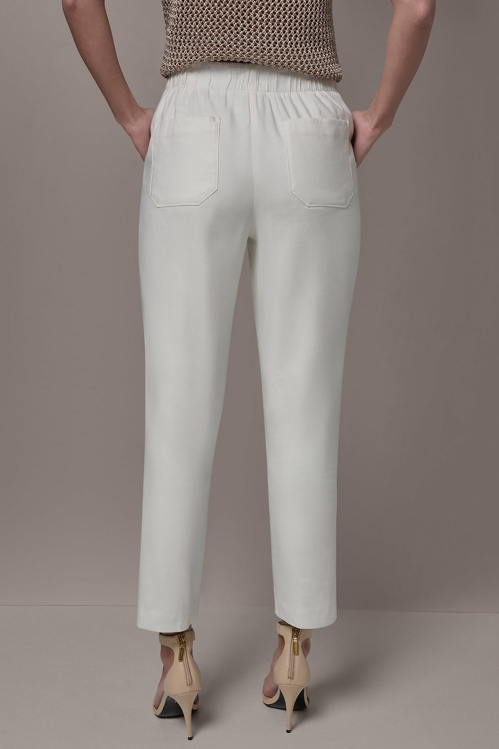 Donna Karan | LINEN-BLEND HIGH-RISE PLEATED STRAIGHT ANKLE PANT