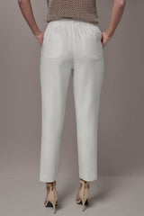 Donna Karan | LINEN-BLEND HIGH-RISE PLEATED STRAIGHT ANKLE PANT