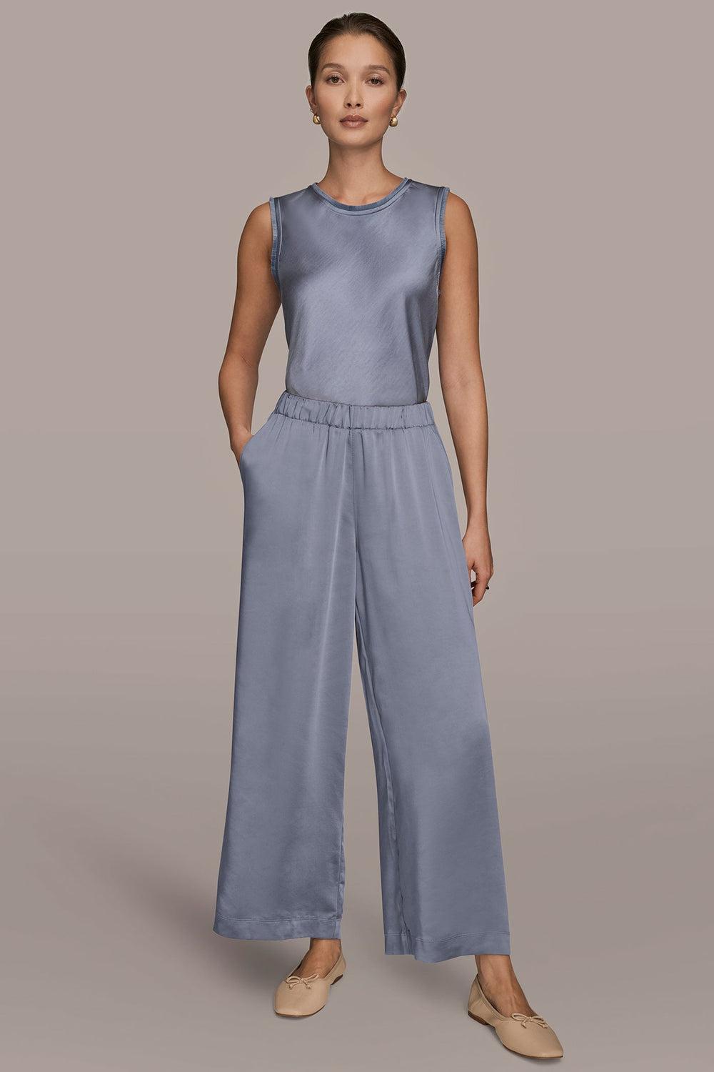 Donna Karan | SATIN MID-RISE RELAXED PANT