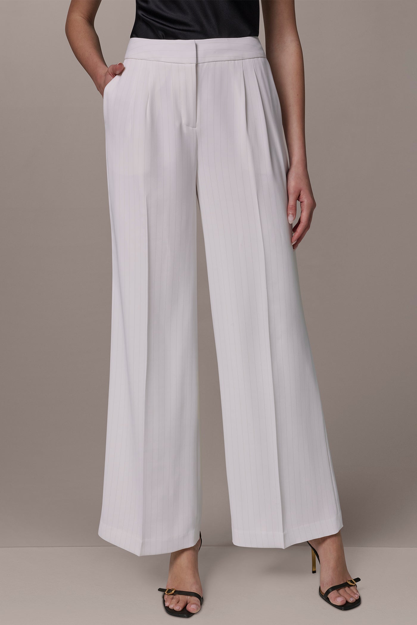 Donna Karan | MID-RISE PINSTRIPE WIDE-LEG SUIT PANT
