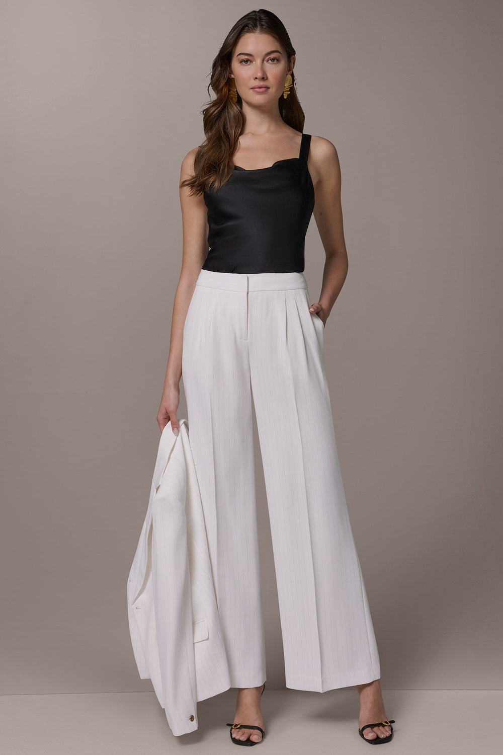 Donna Karan | MID-RISE PINSTRIPE WIDE-LEG SUIT PANT