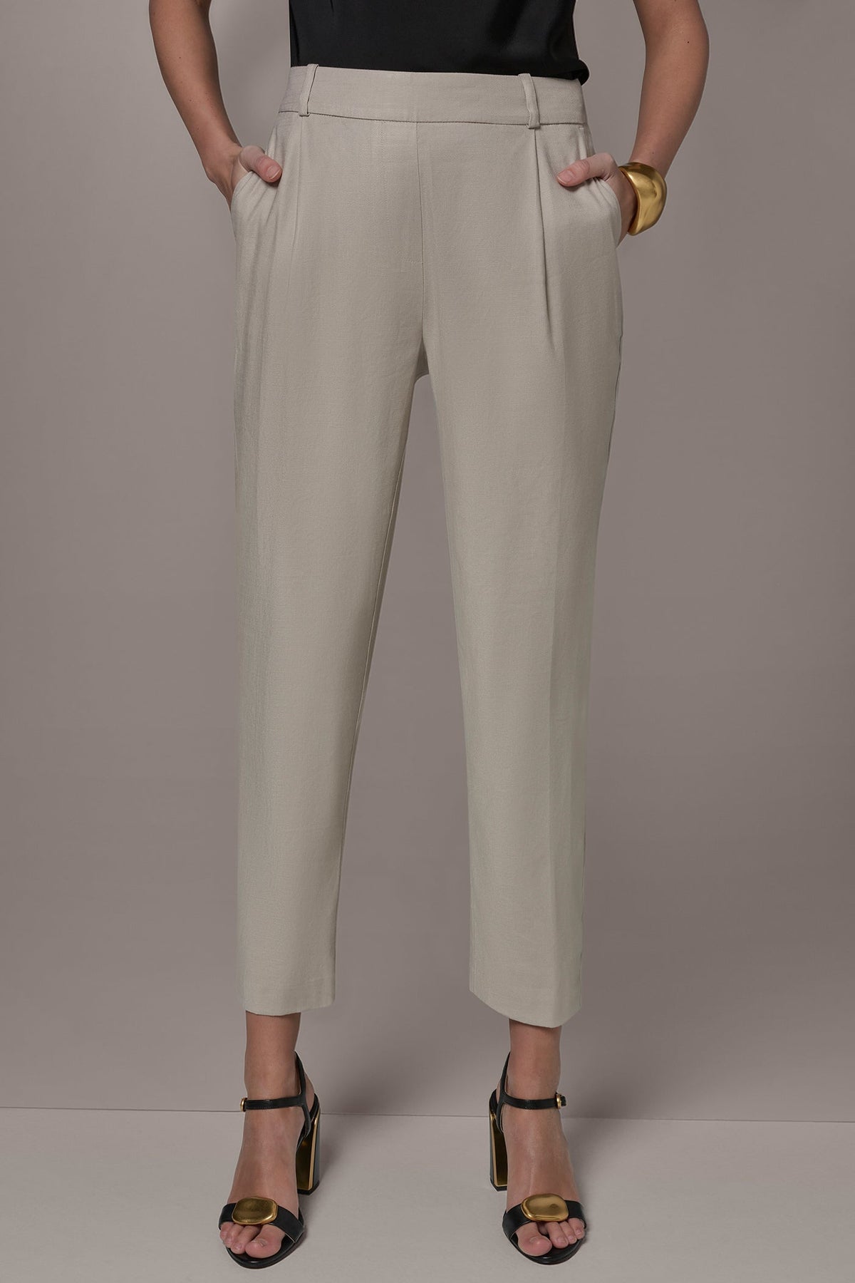Donna Karan | LINEN-BLEND PLEATED STRAIGHT ANKLE PANT
