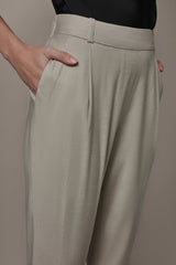 Donna Karan | LINEN-BLEND PLEATED STRAIGHT ANKLE PANT