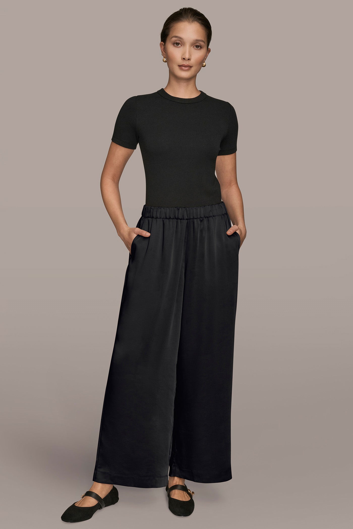 Donna Karan | SATIN MID-RISE RELAXED PANT