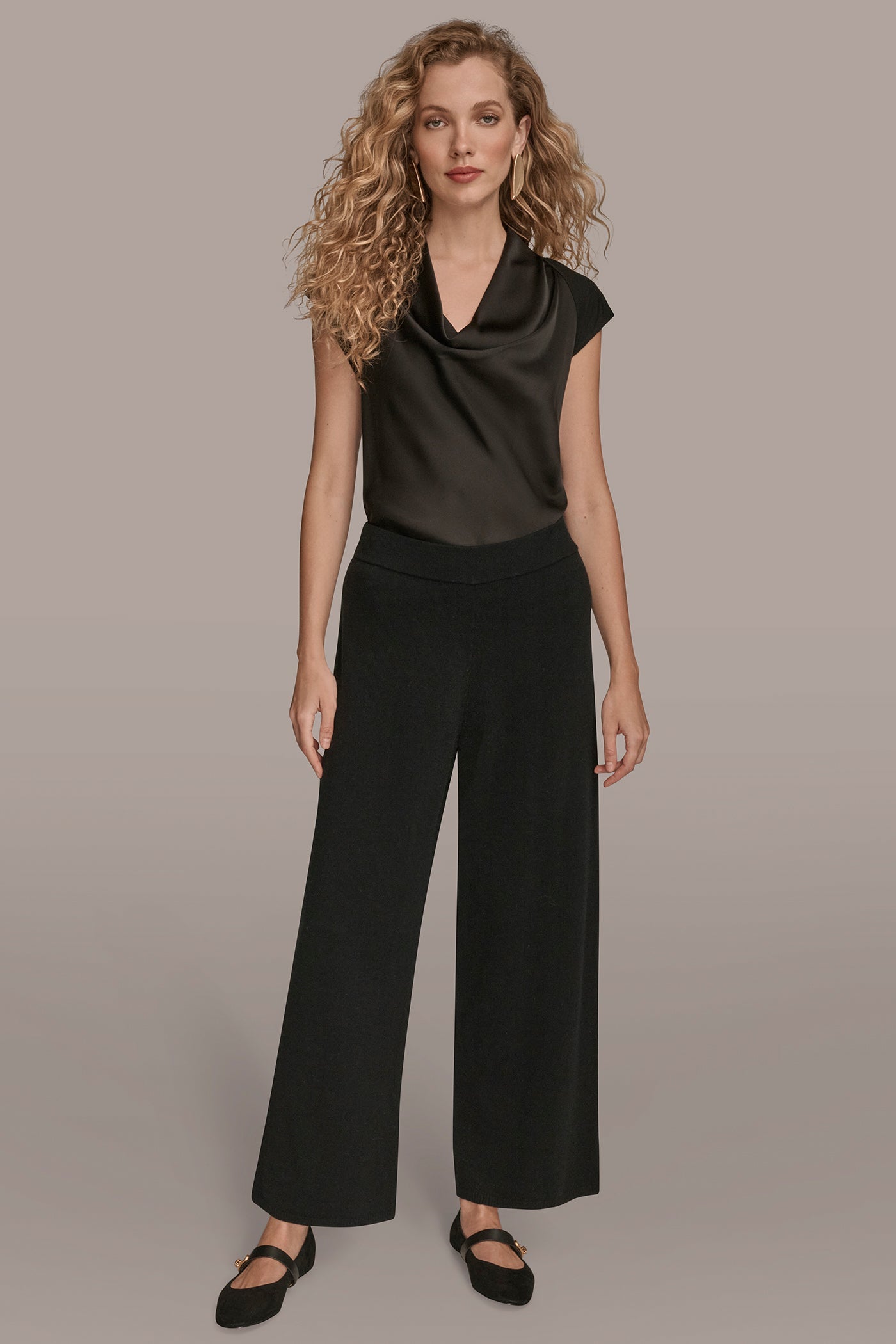 Donna Karan | HIGH-RISE WIDE-LEG SWEATER ANKLE PANT
