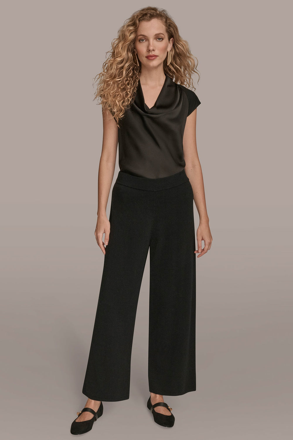 Donna Karan | HIGH-RISE WIDE-LEG SWEATER ANKLE PANT