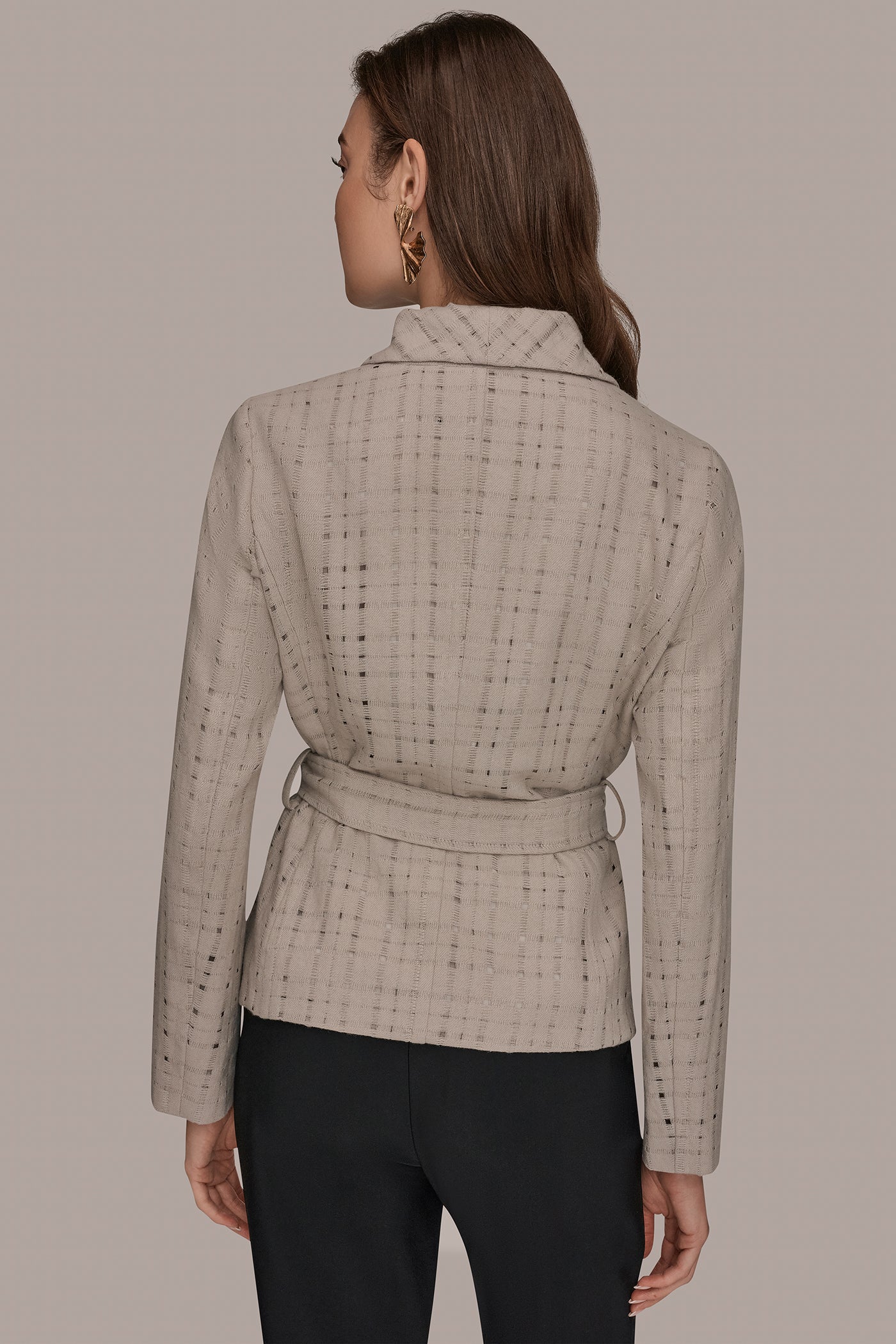 Donna Karan | PERFORATED WRAP JACKET WITH BELT