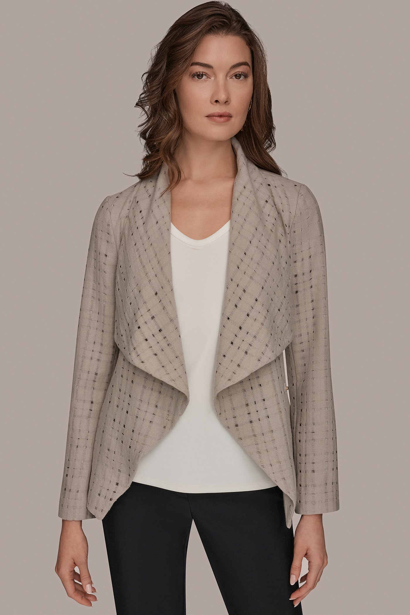 Donna Karan | PERFORATED WRAP JACKET WITH BELT