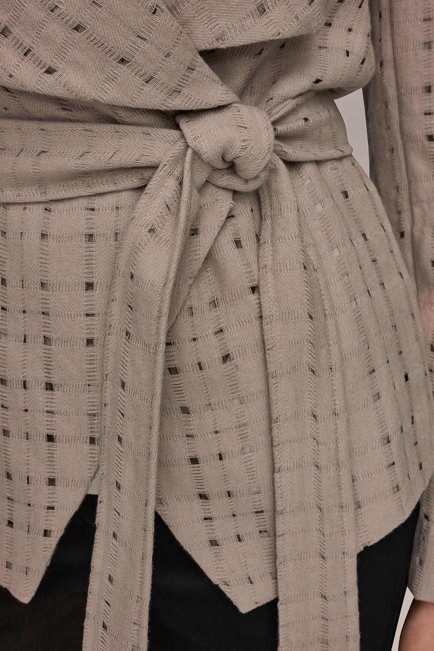Donna Karan | PERFORATED WRAP JACKET WITH BELT