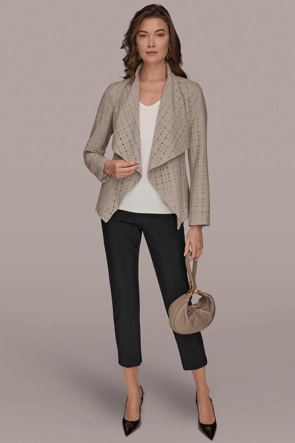 Donna Karan | PERFORATED WRAP JACKET WITH BELT