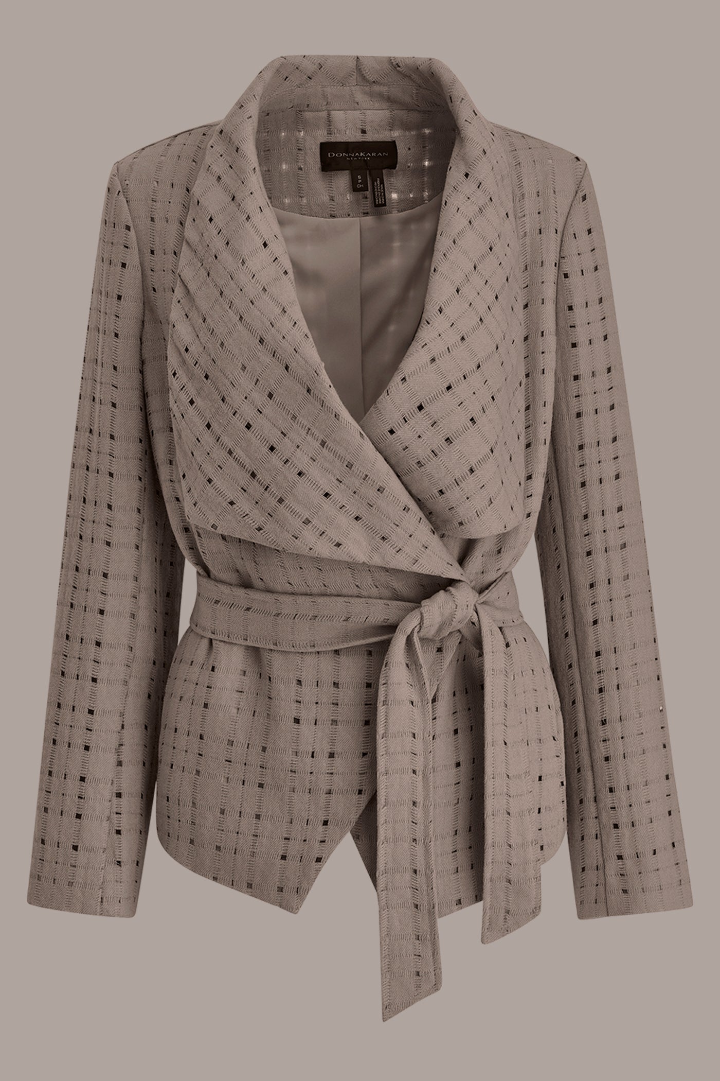 Donna Karan | PERFORATED WRAP JACKET WITH BELT