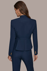 Donna Karan | COLLARLESS PLEATED PEPLUM BLAZER