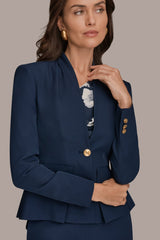 Donna Karan | COLLARLESS PLEATED PEPLUM BLAZER