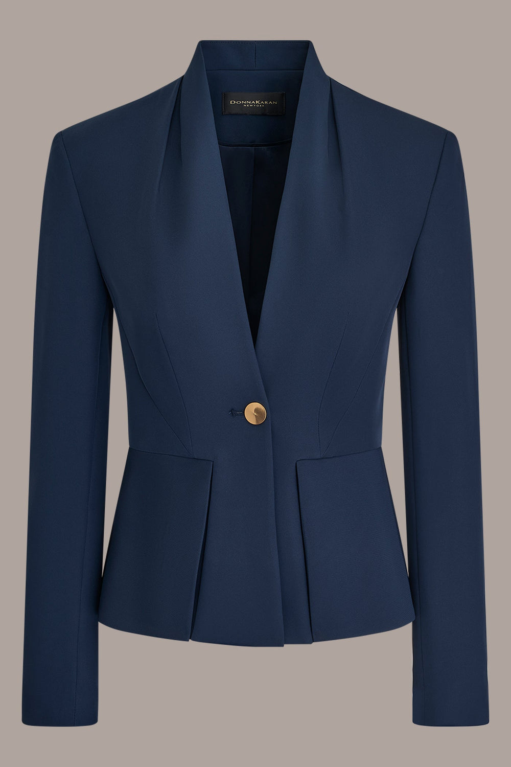 Donna Karan | COLLARLESS PLEATED PEPLUM BLAZER