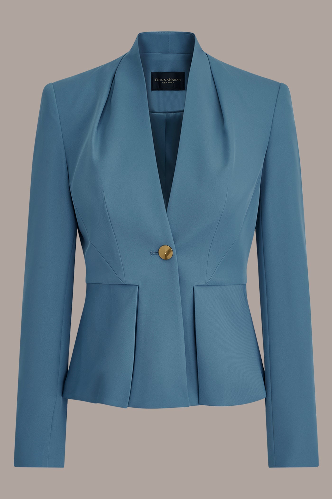 Donna Karan | COLLARLESS PLEATED PEPLUM BLAZER