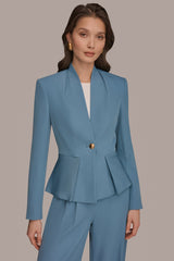 Donna Karan | COLLARLESS PLEATED PEPLUM BLAZER