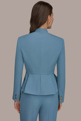 Donna Karan | COLLARLESS PLEATED PEPLUM BLAZER
