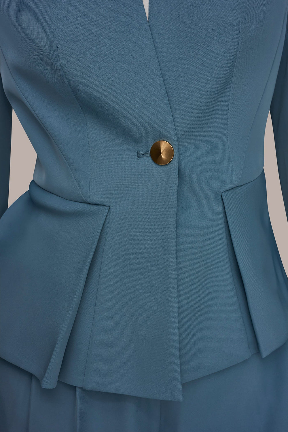 Donna Karan | COLLARLESS PLEATED PEPLUM BLAZER
