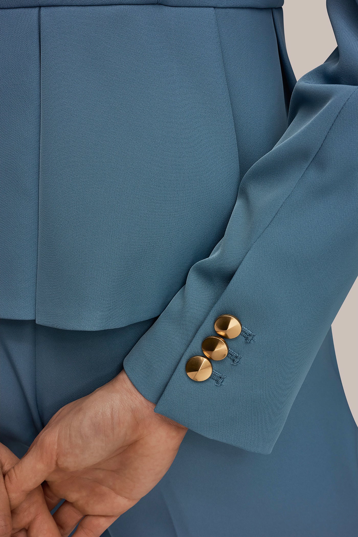 Donna Karan | COLLARLESS PLEATED PEPLUM BLAZER
