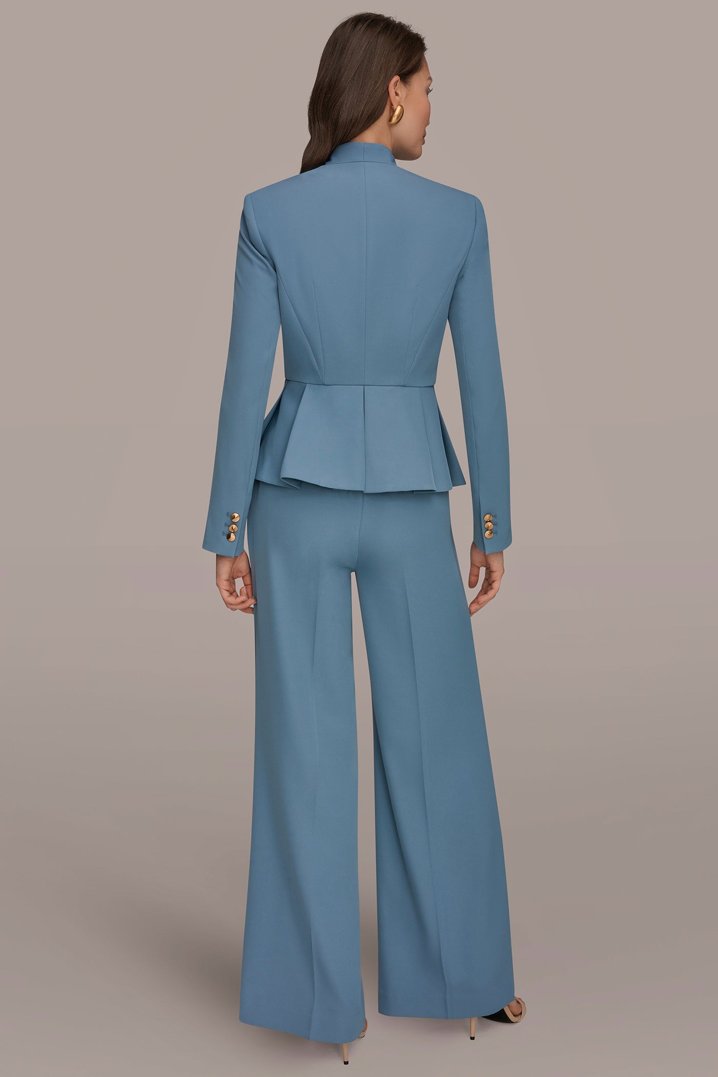Donna Karan | COLLARLESS PLEATED PEPLUM BLAZER