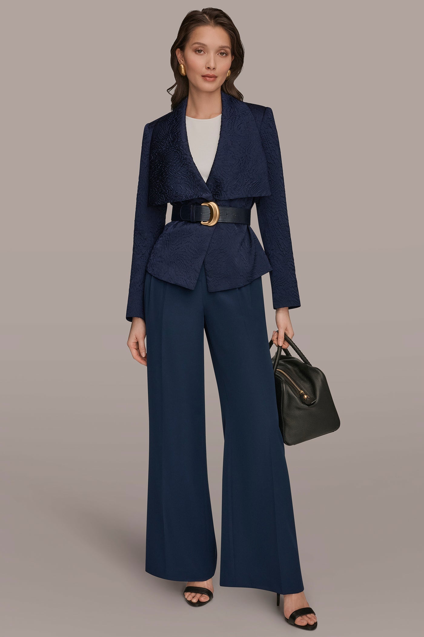 Donna Karan | CRINKLE JACQUARD CROPPED BLAZER