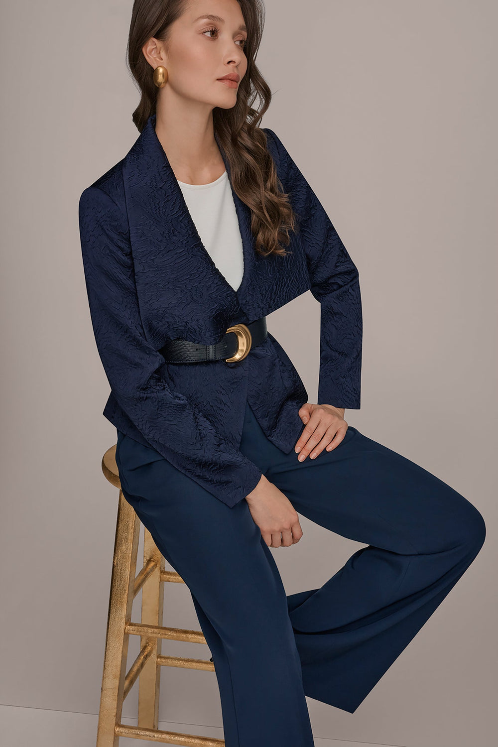 Donna Karan | CRINKLE JACQUARD CROPPED BLAZER