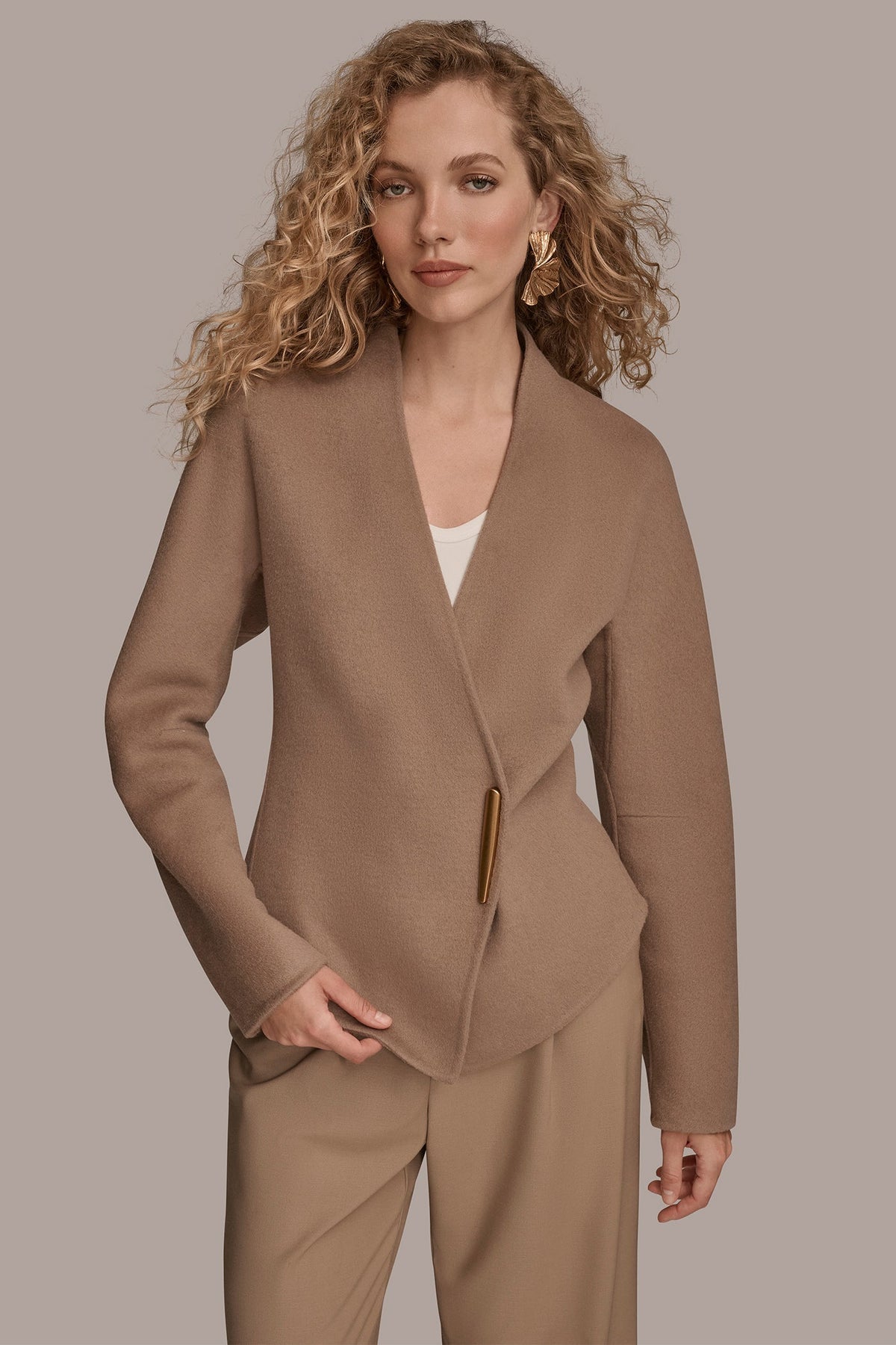 Donna Karan | COLLARLESS EMBELLISHED WRAP JACKET
