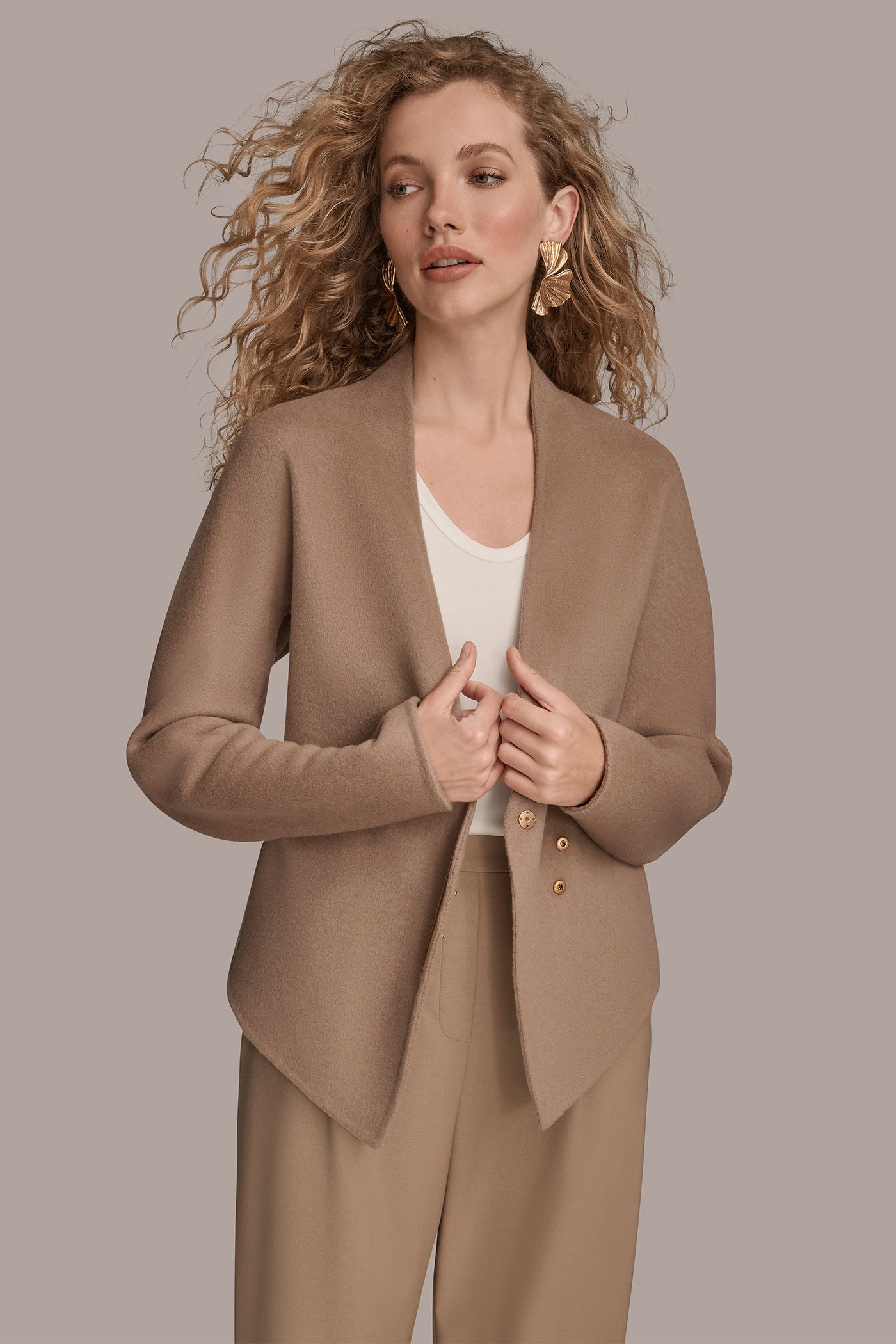 Donna Karan | COLLARLESS EMBELLISHED WRAP JACKET