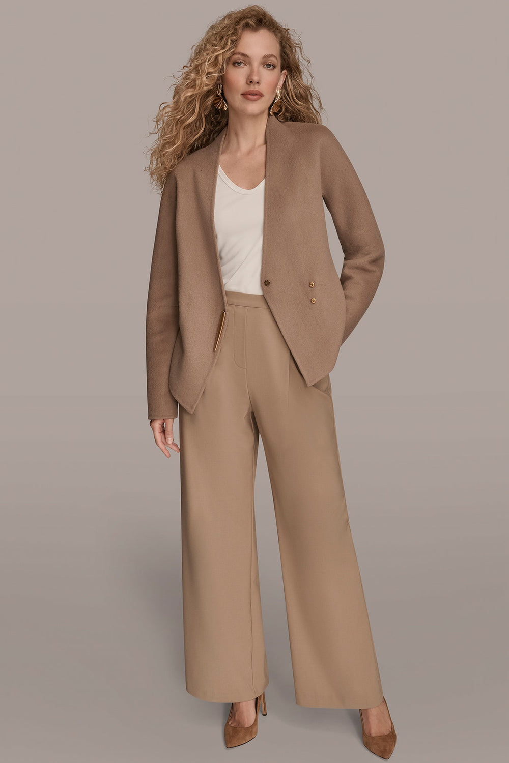 Donna Karan | COLLARLESS EMBELLISHED WRAP JACKET