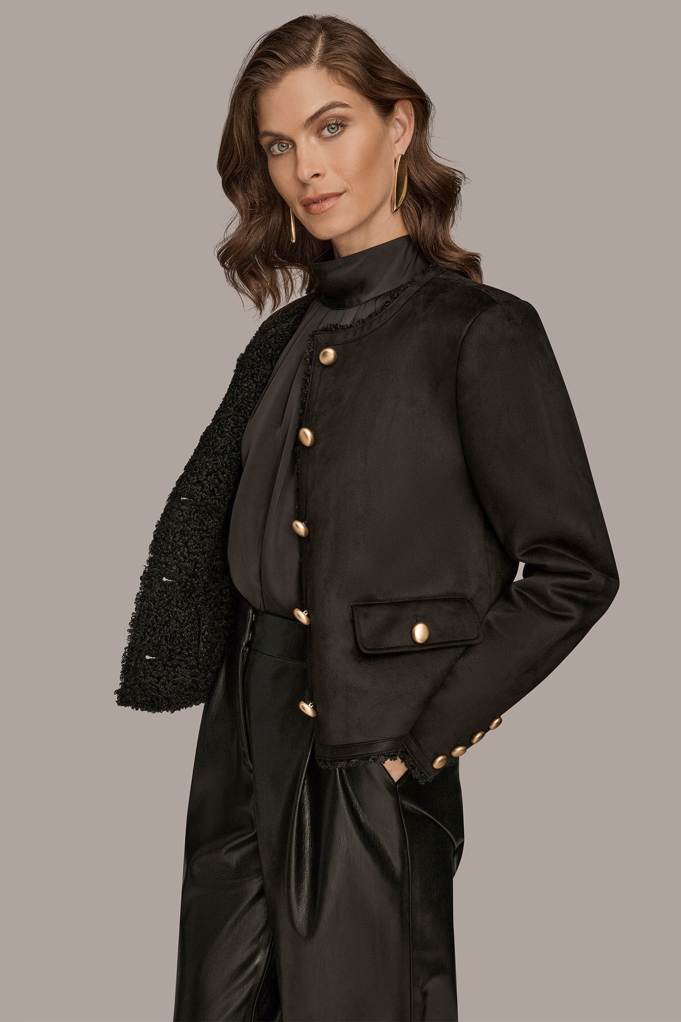 Donna Karan | FAUX-SHEARLING BOXY COAT