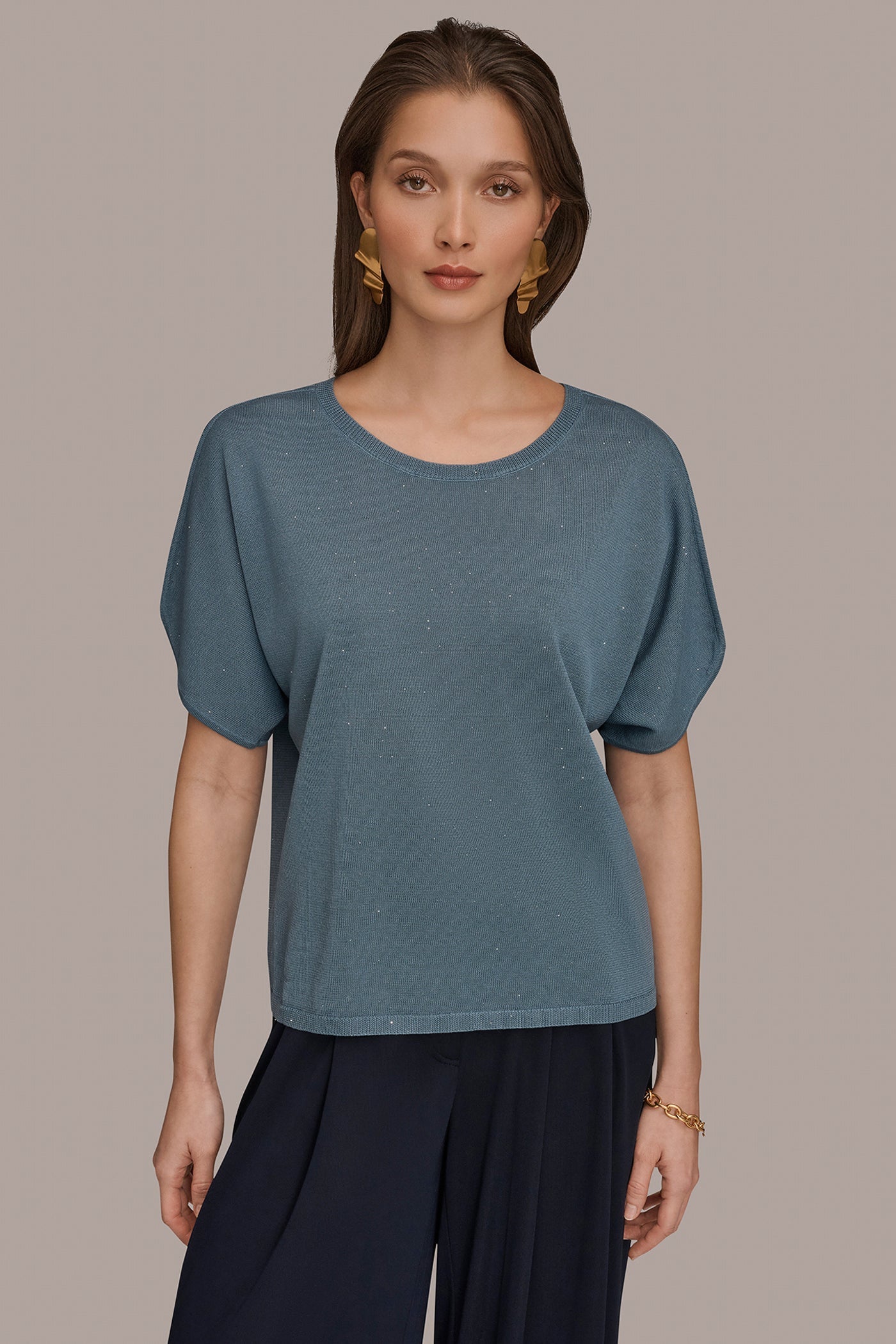 Donna Karan | SEQUIN SPLIT SLEEVE SWEATER