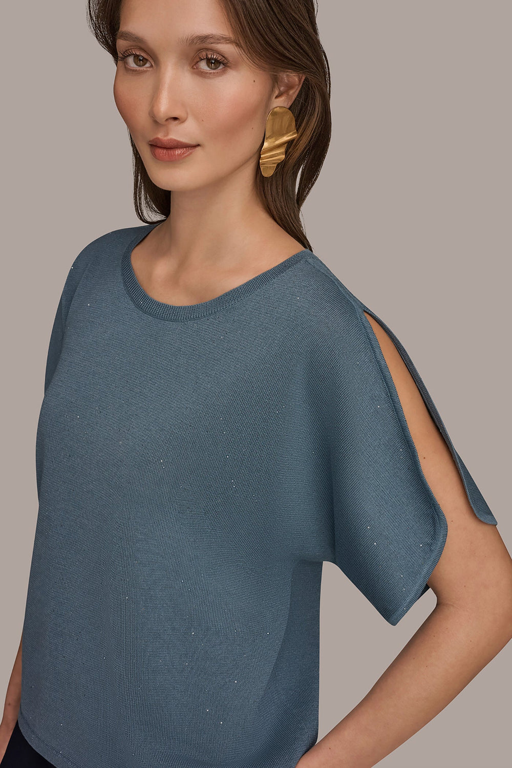 Donna Karan | SEQUIN SPLIT SLEEVE SWEATER