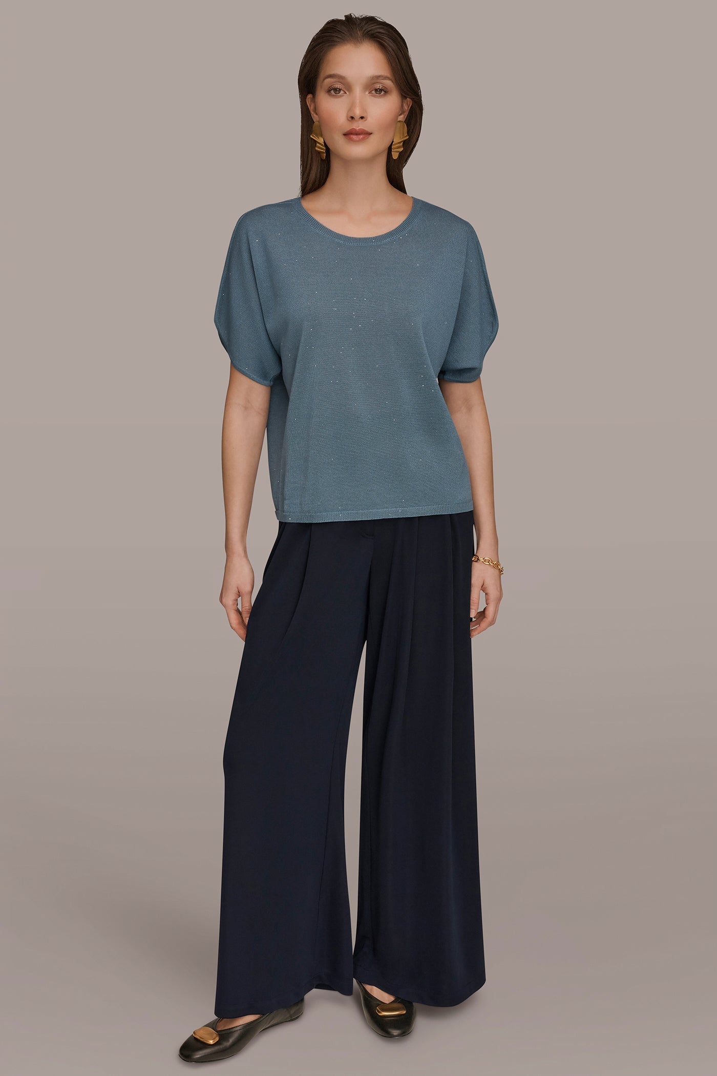 Donna Karan | SEQUIN SPLIT SLEEVE SWEATER